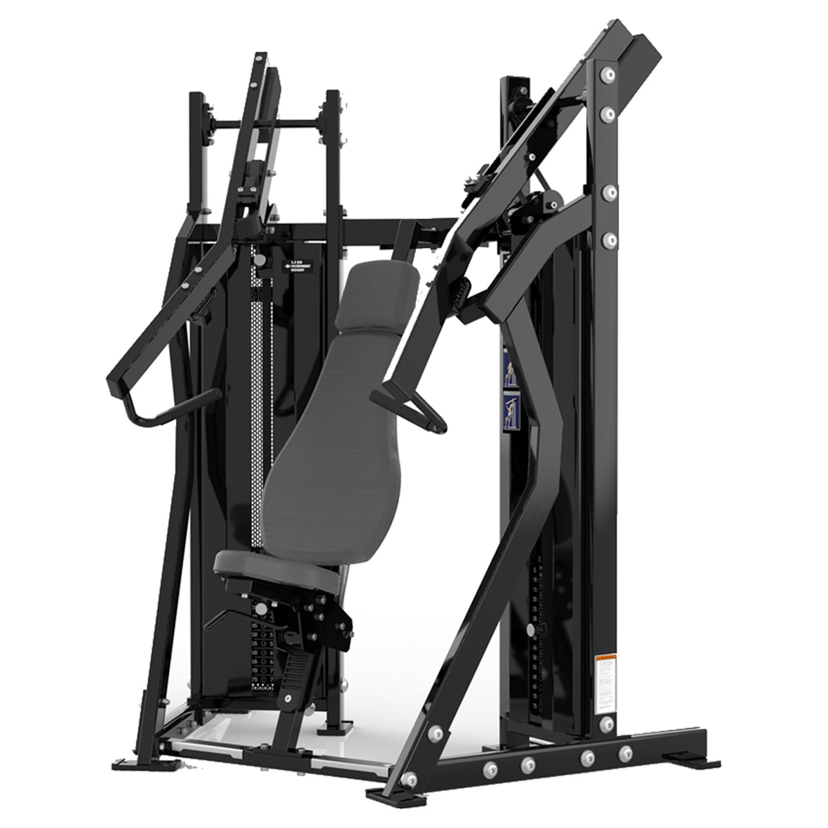 DHZ D-Force PM2038 Chest Press – Dual Weight Stack Brustpresse – schwarze Polster, Produktansicht 02