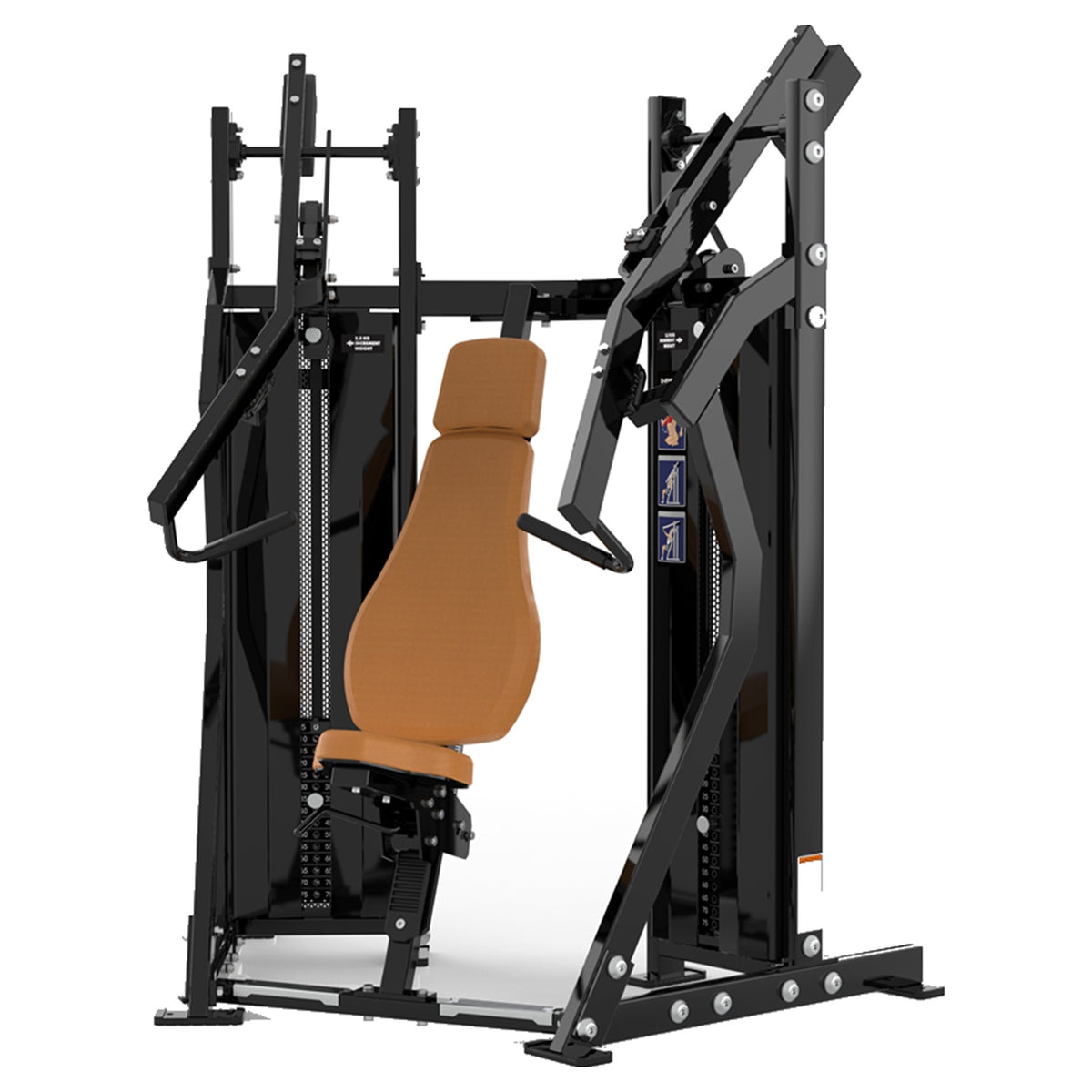 DHZ D-Force PM2038 Chest Press – Dual Weight Stack Brustpresse – braune Polster, Produktansicht 02