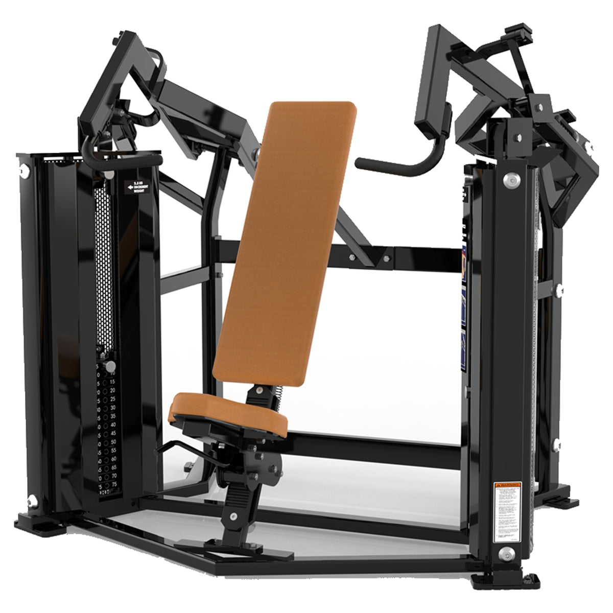 DHZ D-FORCE PM2041 Shoulder Press – Dual Weight Stack Schulterpresse – braune Polster, Produktansicht 02