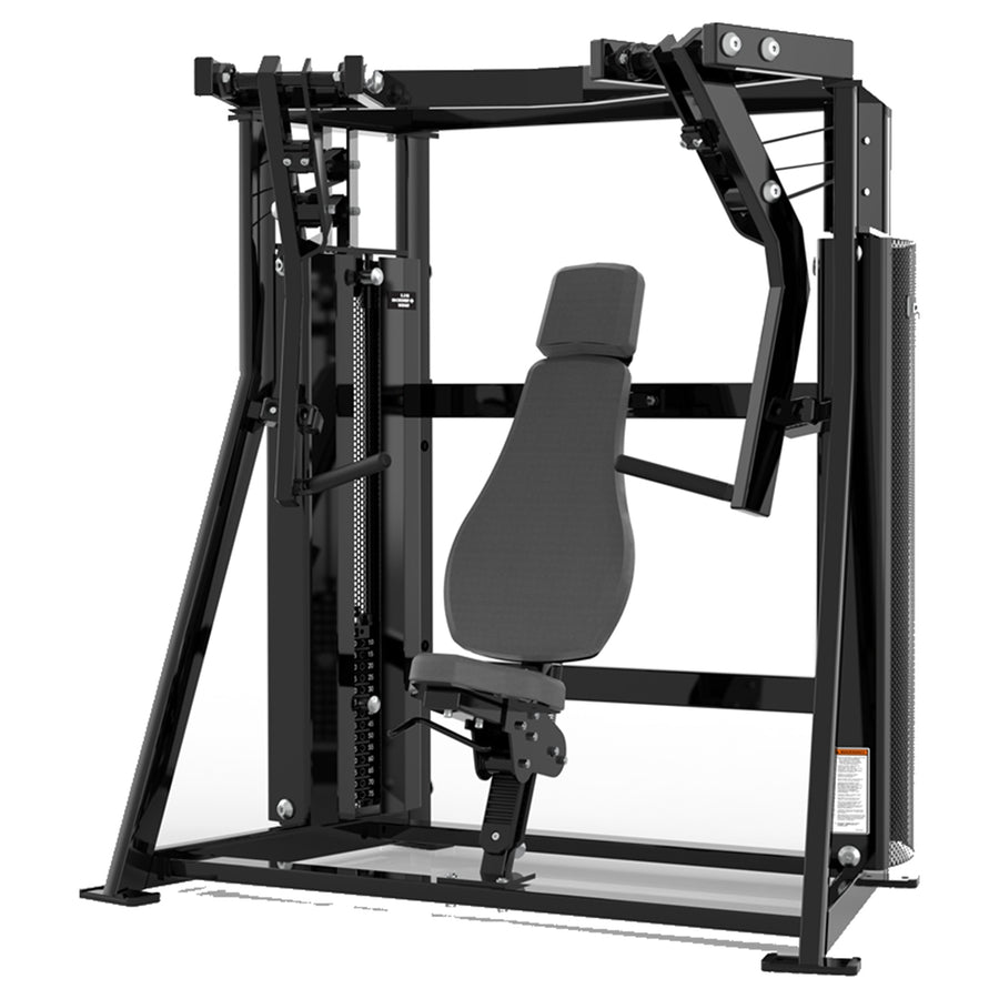 DHZ D-FORCE PM2042 Decline Chest Press – Dual Weight Stack Decline-Brustpresse – schwarze Polster, Hauptansicht