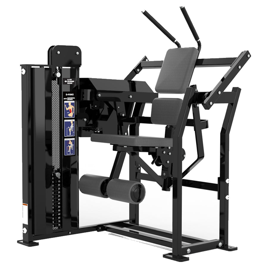 DHZ D-FORCE PM2046 Abdominal Crunch – Dual Weight Stack Bauchmaschine – schwarze Polster, Hauptansicht