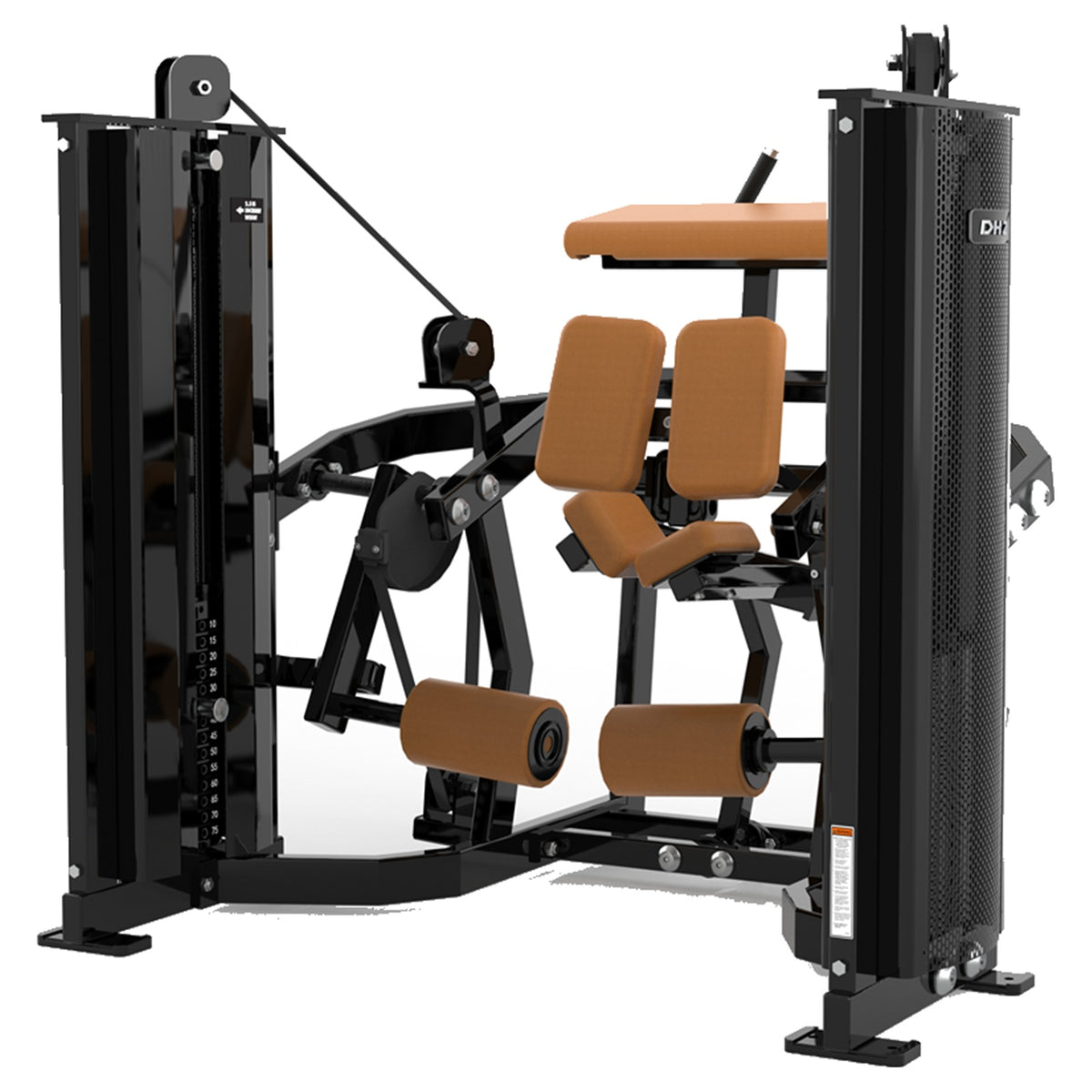 DHZ D-FORCE PM2047 Kneeling Leg Curl – Dual Weight Stack Kniender Beinbeuger – braune Polster, Produktansicht 02