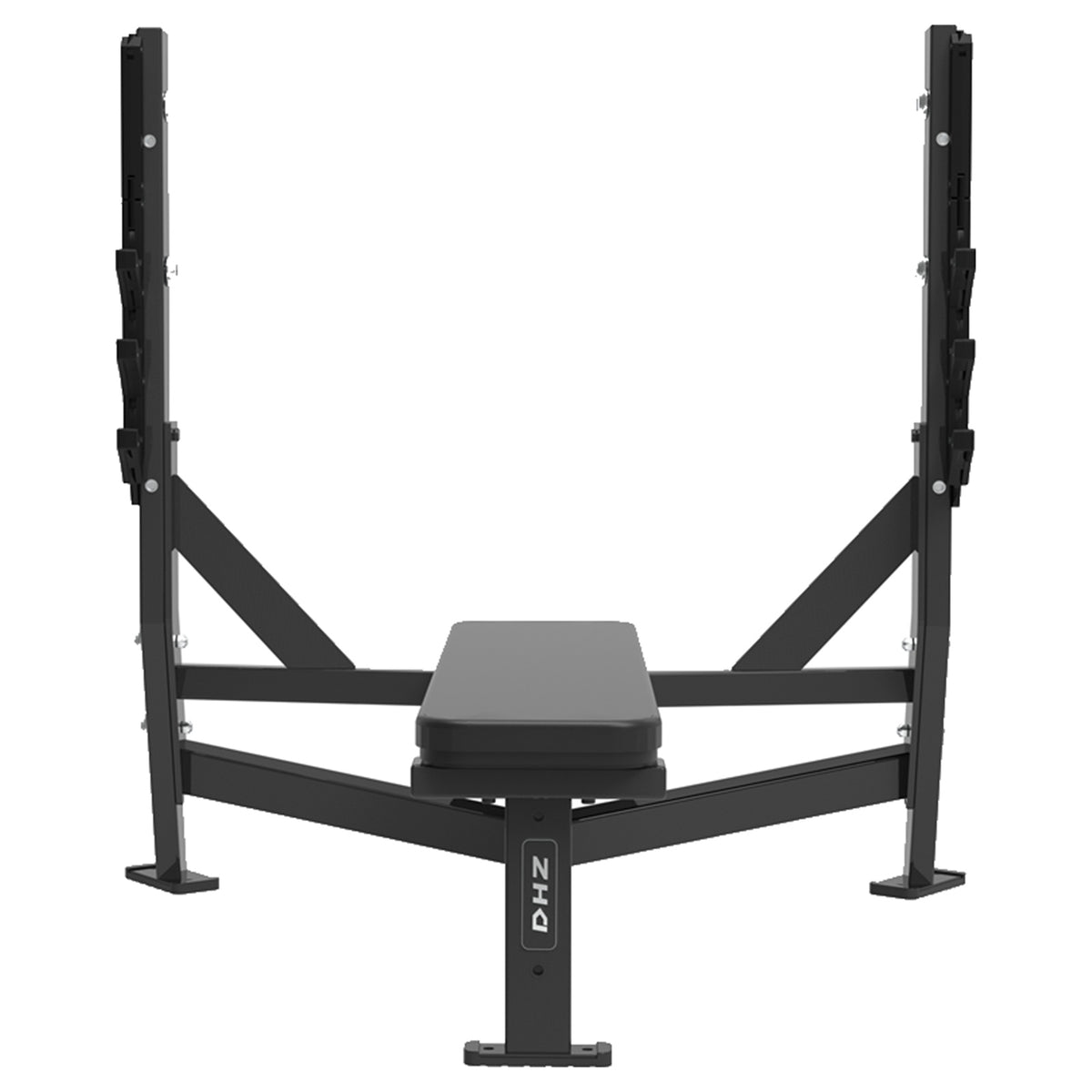 DHZ S-FORCE PM3012 Olympic Flat Bench – Freihantel Olympische Flachbank – schwarze Polster, Produktansicht 02