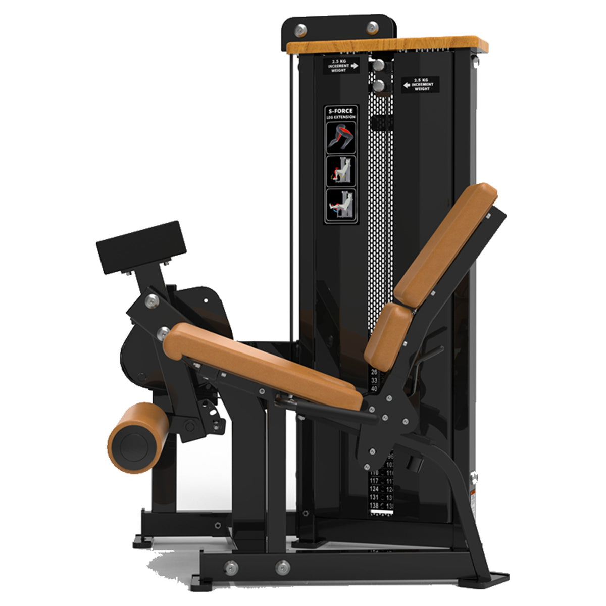 DHZ S-FORCE SM5002 Leg Extension – Gewichtsblock Beinstrecker – braune Polster, Produktansicht 02
