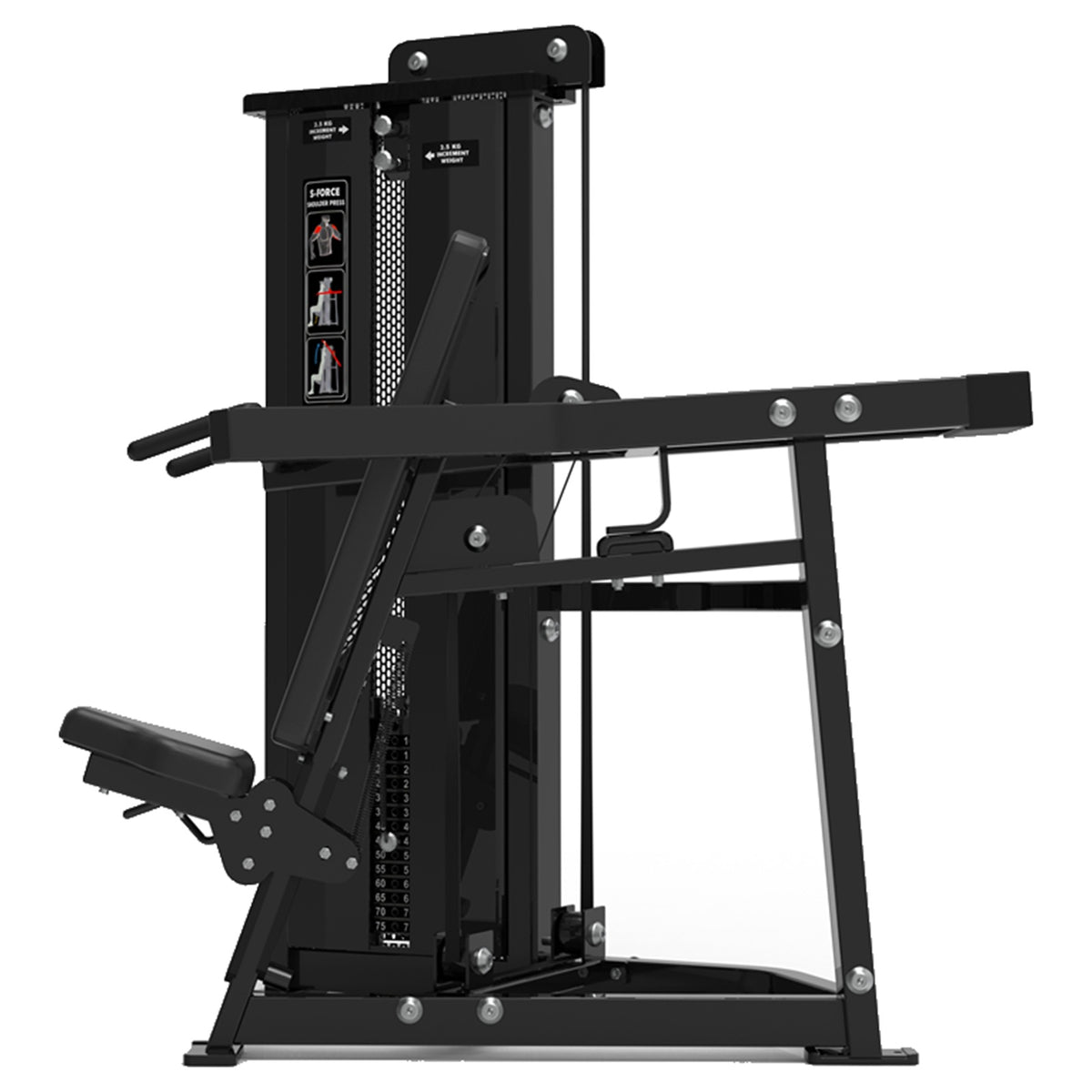 DHZ S-FORCE SM5006 Shoulder Press – Gewichtsblock Schulterpresse – schwarze Polster, Produktansicht 02