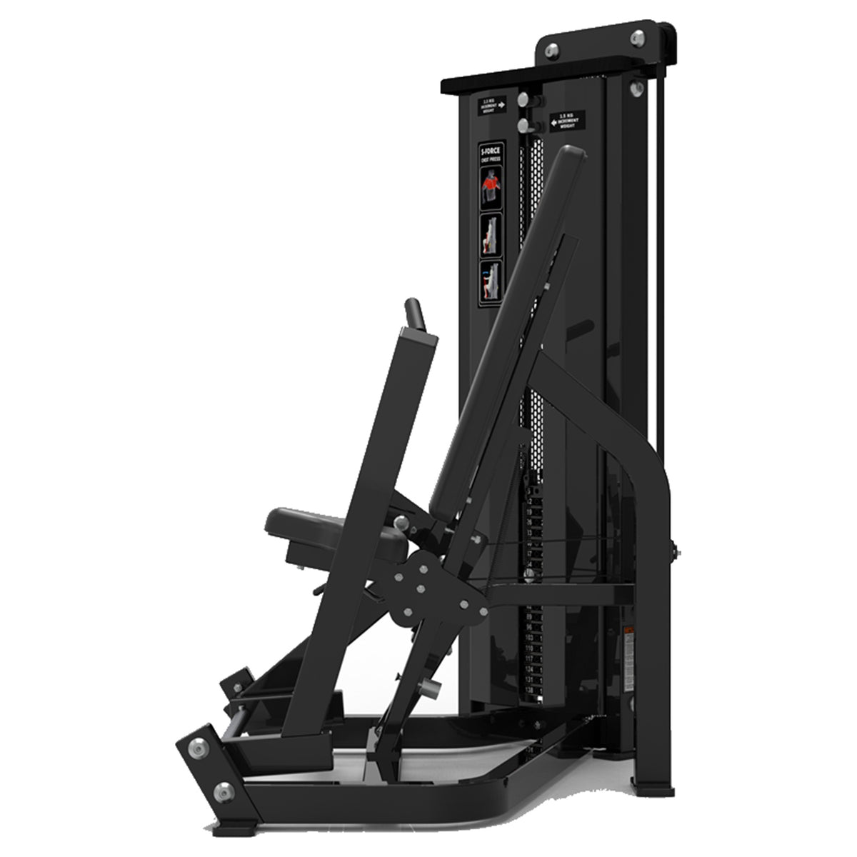 DHZ S-FORCE SM5008 Vertical Chest Press – Gewichtsblock Vertikale Brustpresse – schwarze Polster, Produktansicht 02