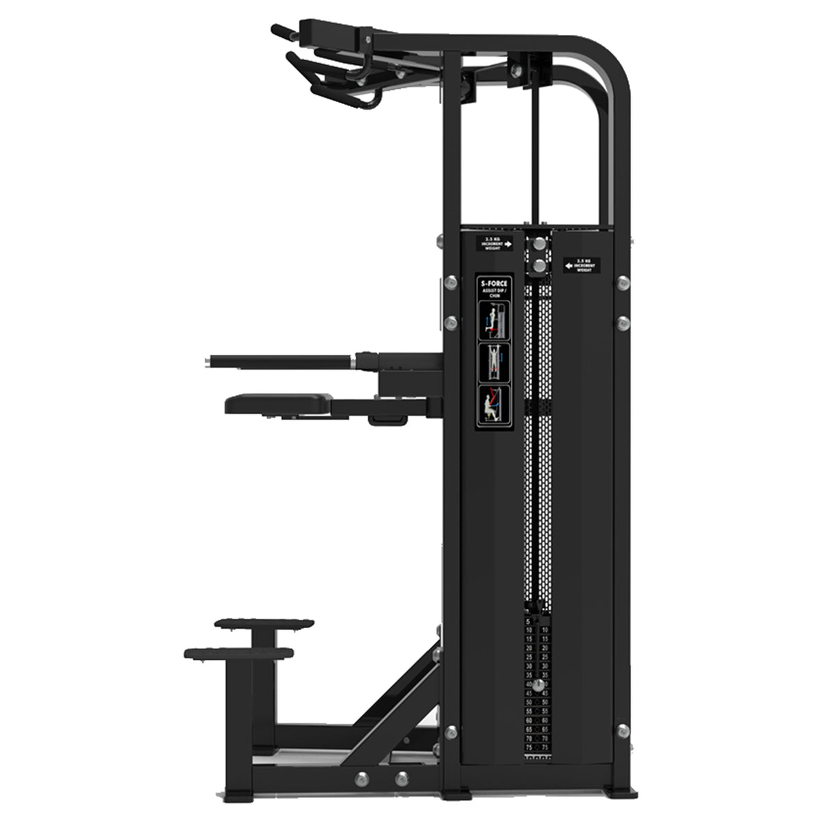 DHZ S-FORCE SM5009 Dual Dip & Chin Assist – Gewichtsblock Dual Dip- und Klimmzughilfe – schwarze Polster, Produktansicht 02