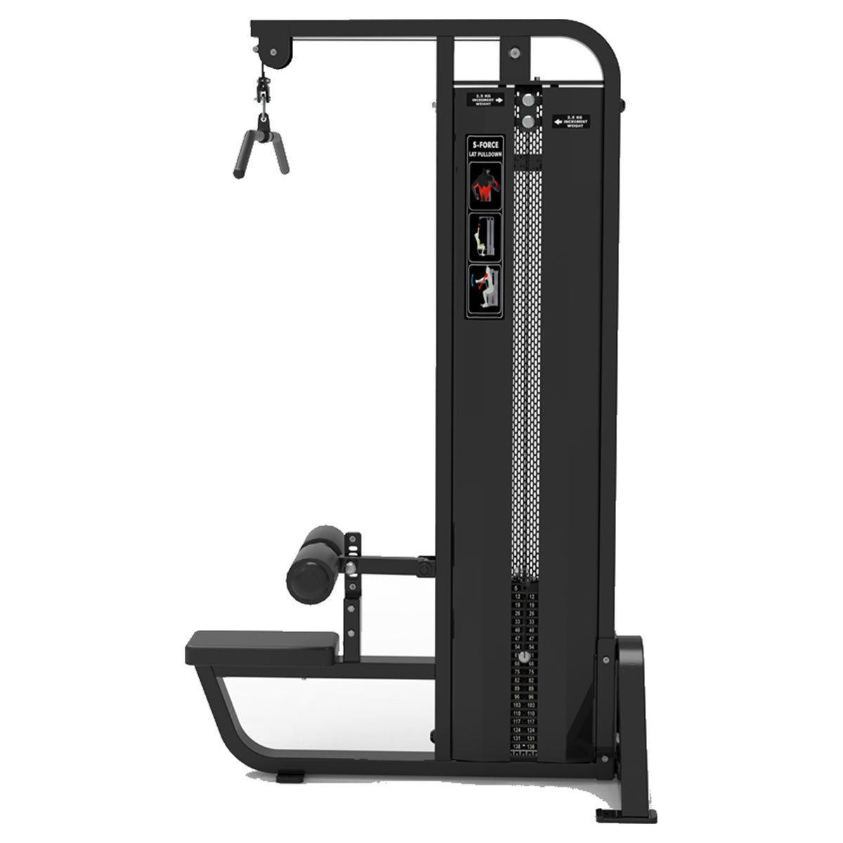 DHZ S-FORCE SM5012 Lat Pulldown – Gewichtsblock Latzugmaschine – schwarze Polster, Produktansicht 02