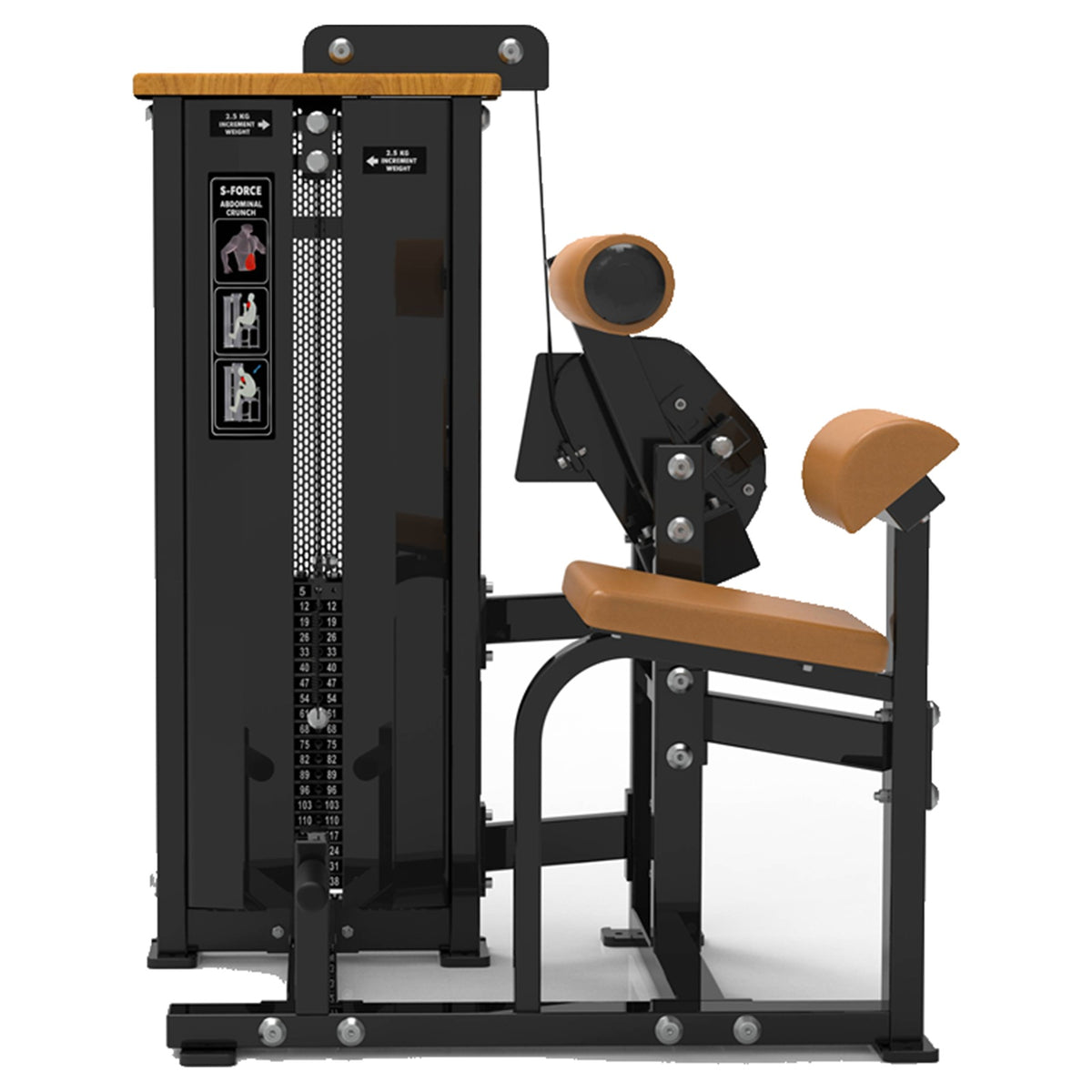 DHZ S-FORCE SM5014 Abdominal Isolator – Gewichtsblock Bauchmaschine – braune Polster, Produktansicht 02