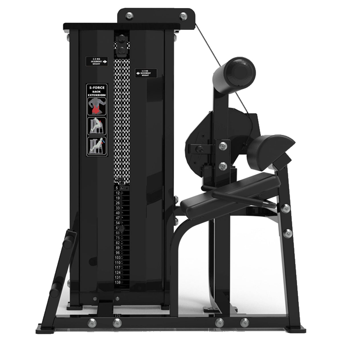 DHZ S-FORCE SM5031 Back Extension – Gewichtsblock Rückenstrecker – schwarze Polster, Produktansicht 02