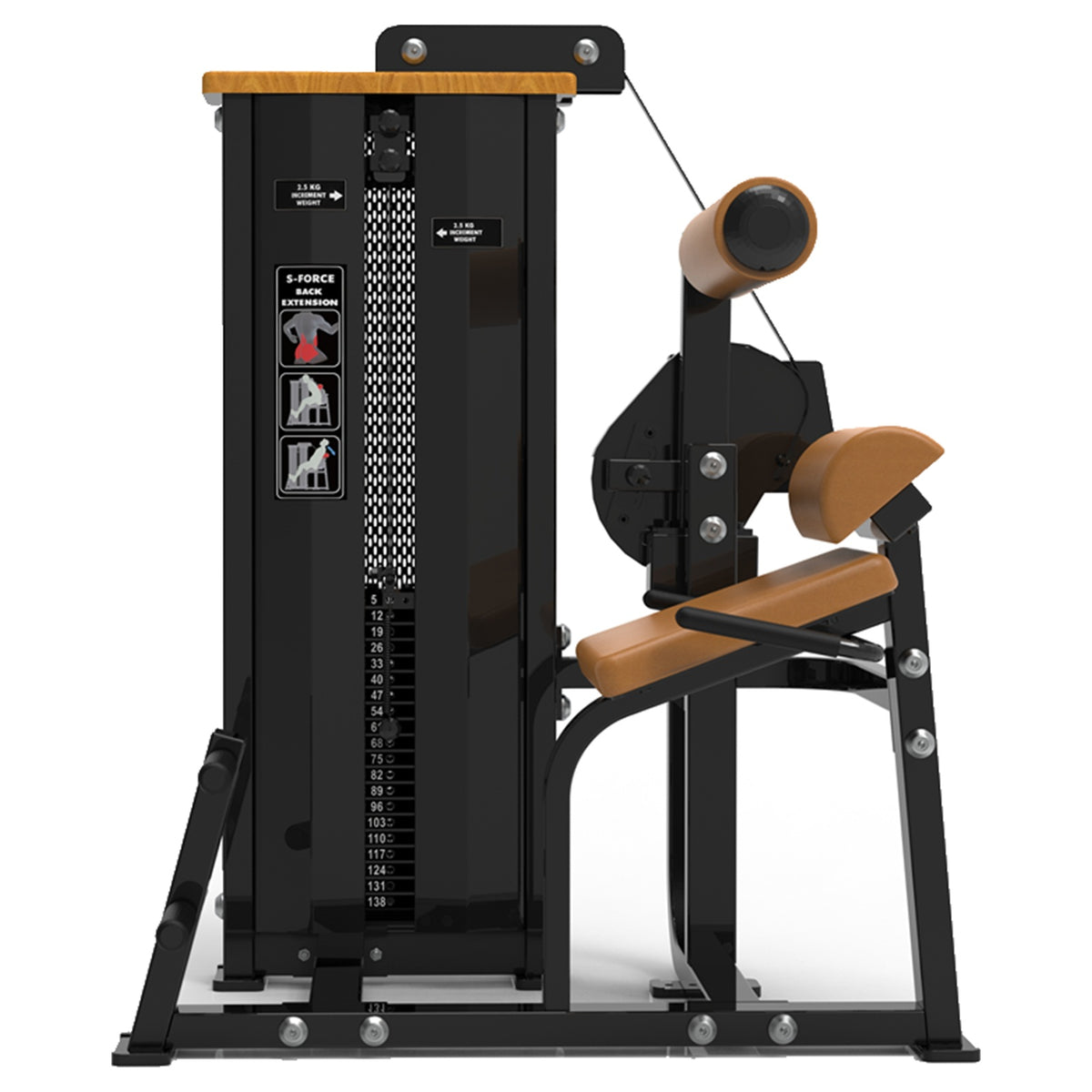 DHZ S-FORCE SM5031 Back Extension – Gewichtsblock Rückenstrecker – braune Polster, Produktansicht 02