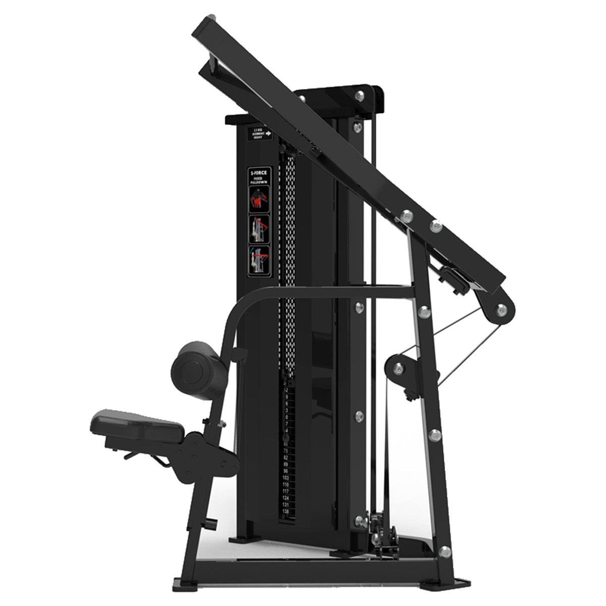 DHZ S-FORCE SM5035 Pulldown – Gewichtsblock Latzugmaschine – schwarze Polster, Produktansicht 02