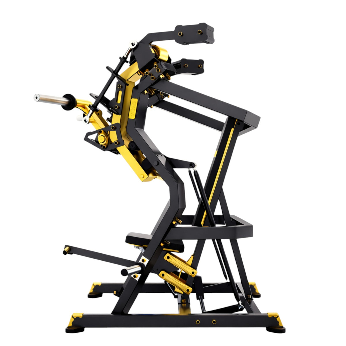 DHZ TITAN Mechanix Y905ZAG Chest Press - Plate Loaded Brustpresse – chest press schwarz gold seitenansicht