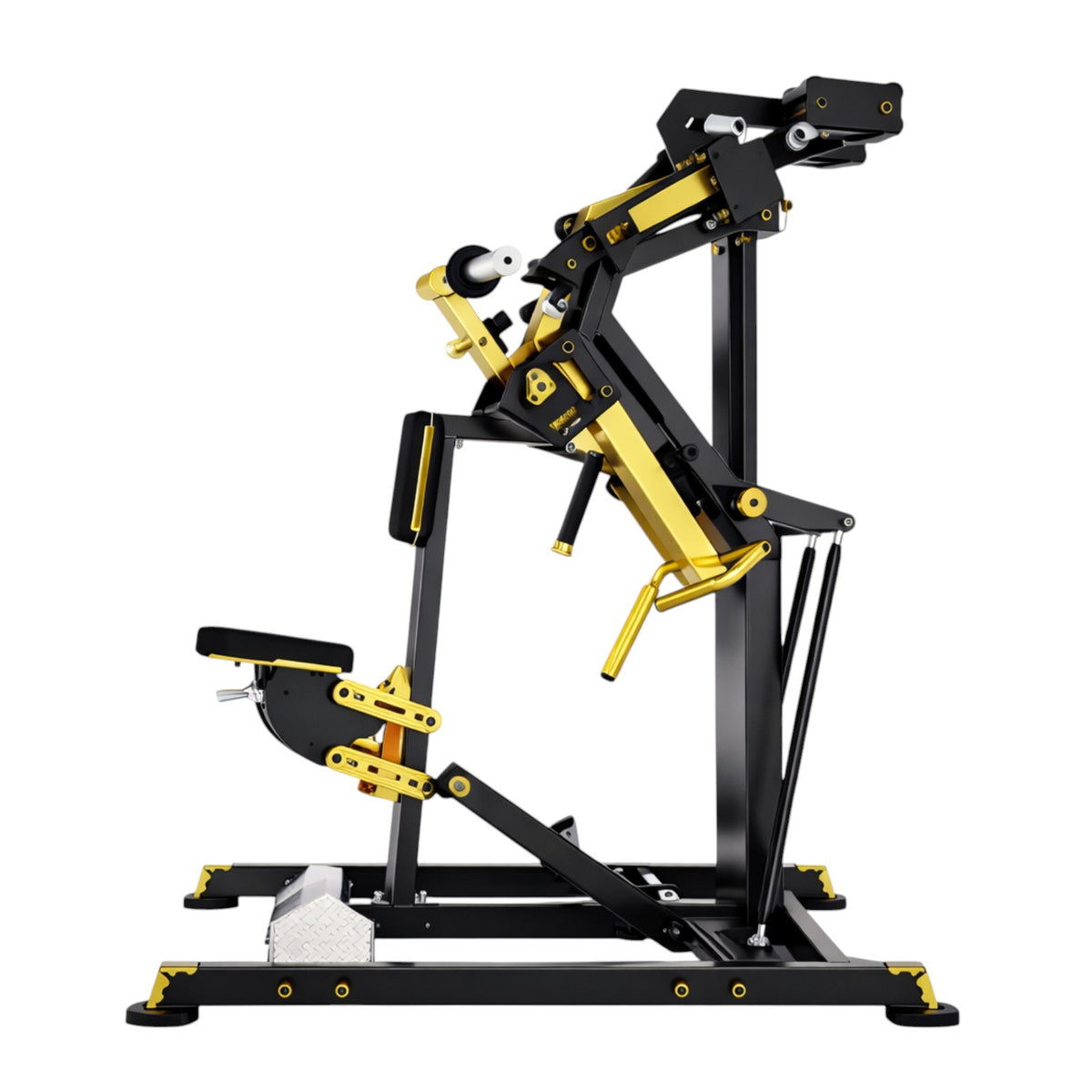DHZ TITAN Mechanix Y925ZA Low Row - Plate Loaded Rudergerät für Rücken – low row schwarz gold seitenansicht