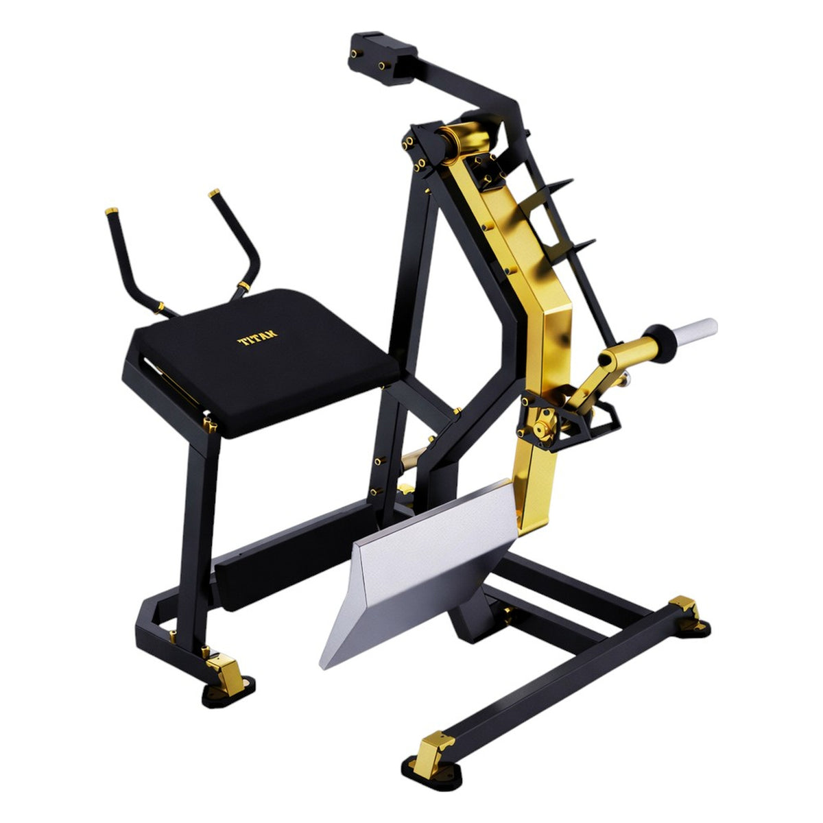 DHZ TITAN Mechanix Y940ZA Rear Kick - Plate Loaded Glute Trainer – rear kick schwarz gold seitenansicht links