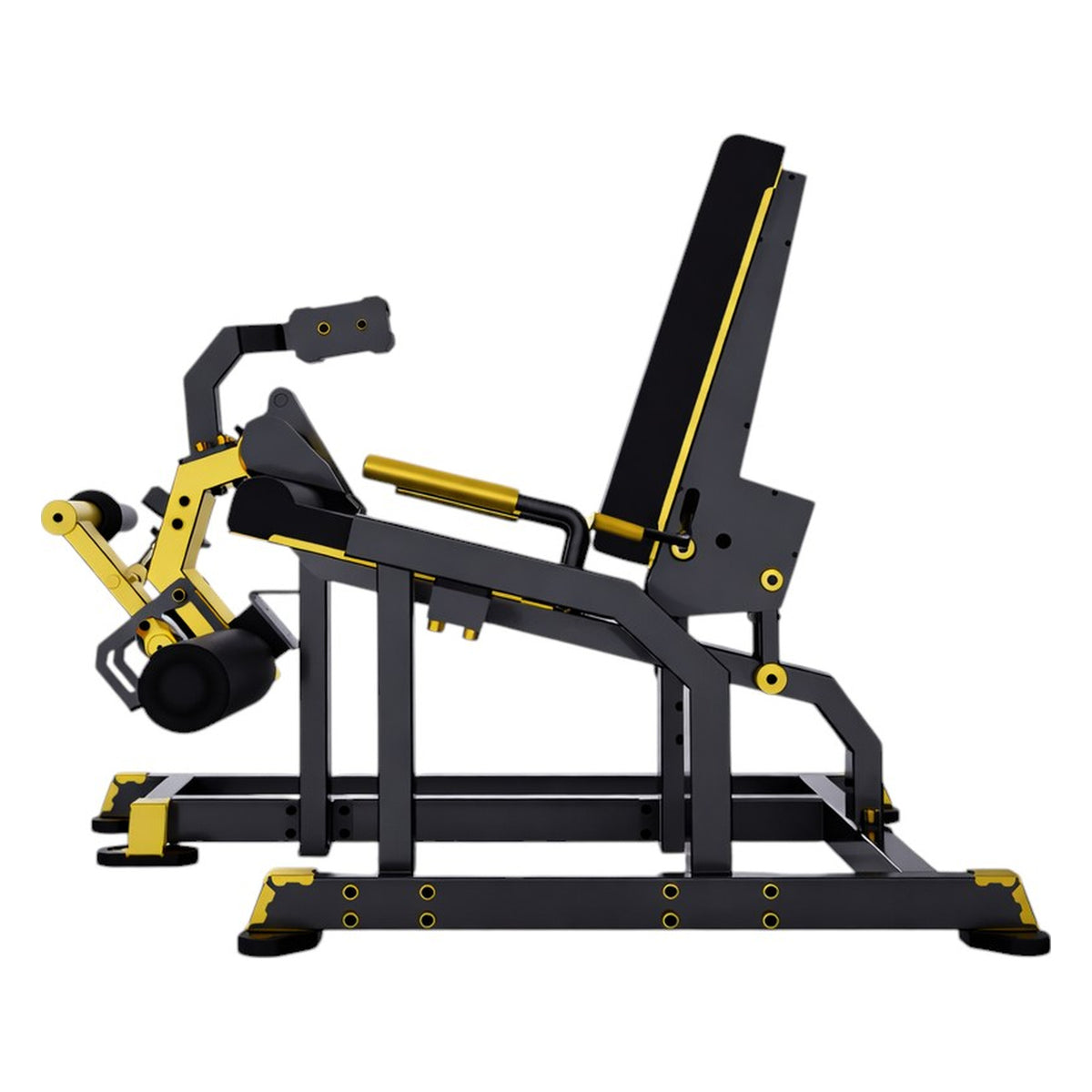 DHZ TITAN Mechanix Y960ZA Leg Extension - Plate Loaded Beinstrecker für isoliertes Quadrizeps-Training – leg extension schwarz gold seitenansicht