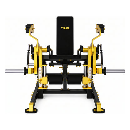 DHZ TITAN Mechanix Y961ZAG Leg Extension – Plate Loaded Beinstrecker – dhz titan mechanix y961zag leg extension schwarz gold frontansicht 