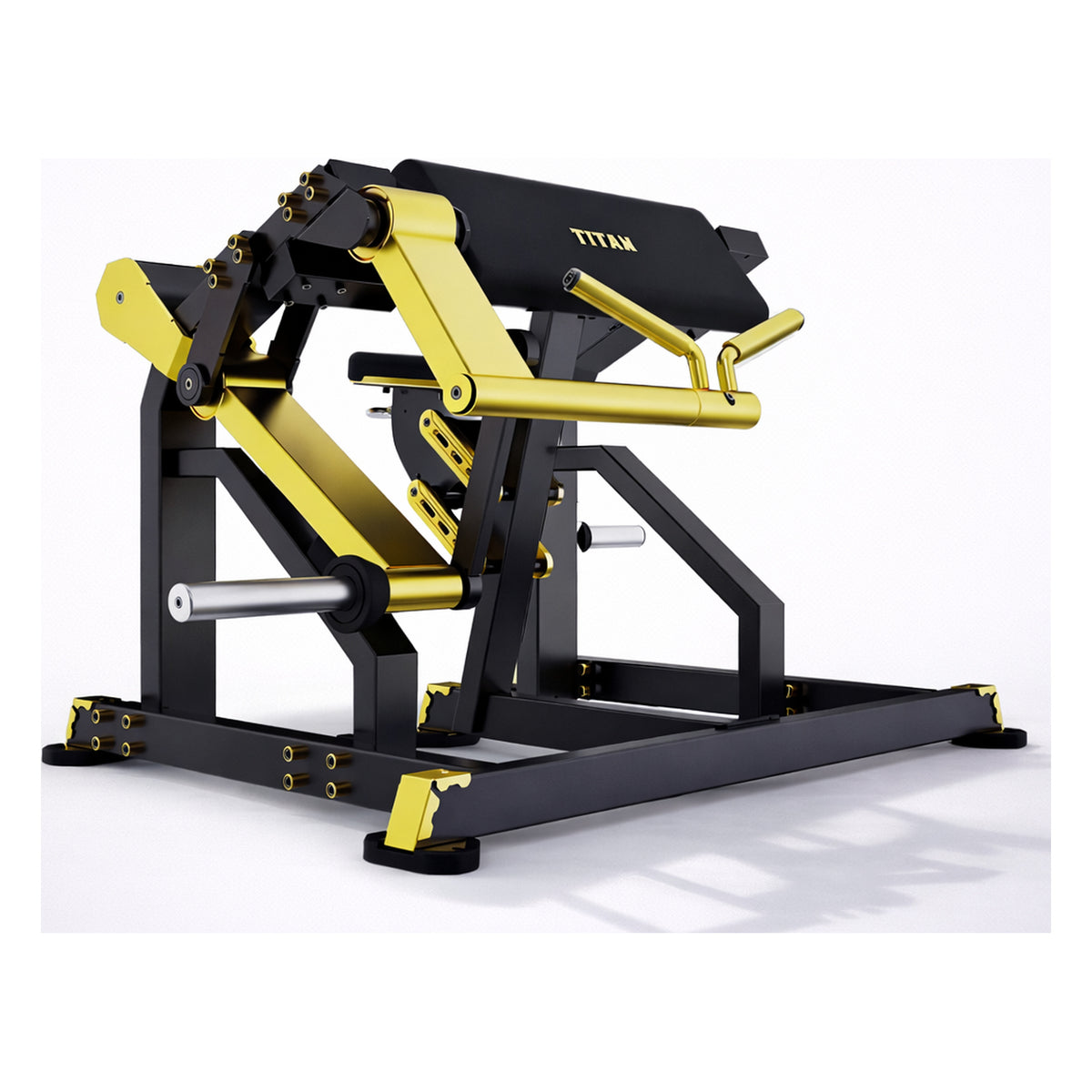 DHZ TITAN Mechanix Y970ZA Biceps Curl - Plate Loaded Bizepsmaschine für isoliertes Armtraining – biceps curl schwarz gold seitenansicht