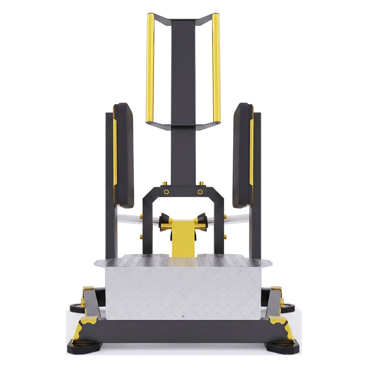 DHZ TITAN Mechanix Y985ZA Standing Abductor – Plate Loaded Abduktorenmaschine – dhz titan mechanix y985za standing abductor schwarz gold frontansicht 