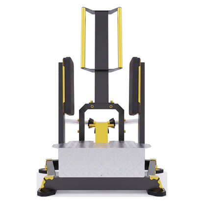 DHZ TITAN Mechanix Y985ZA Standing Abductor – Plate Loaded Abduktorenmaschine – dhz titan mechanix y985za standing abductor schwarz gold frontansicht 