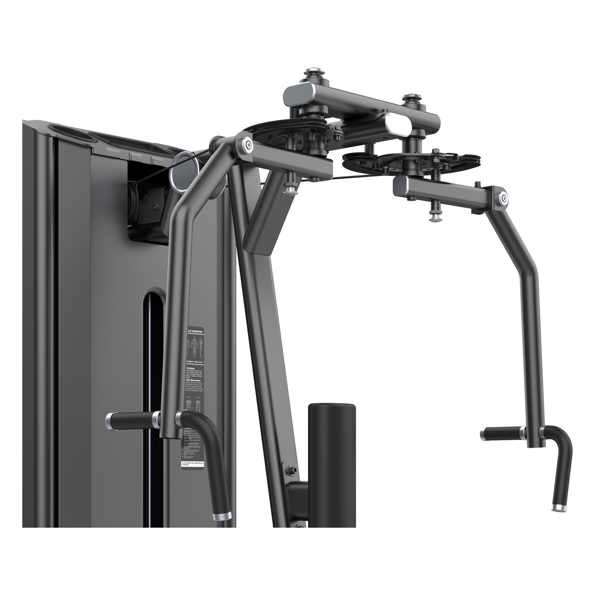 DHZ U2007 Rear Delt Pec Fly Detailansicht von Dreharmen, Einstellscheiben und Griffen
