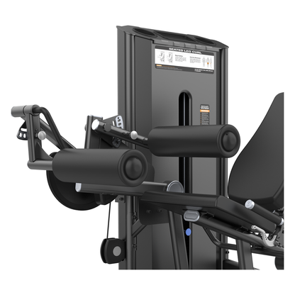 DHZ U2023 Seated Leg Curl Detailansicht von Gewichtsturm und Beinpolstern