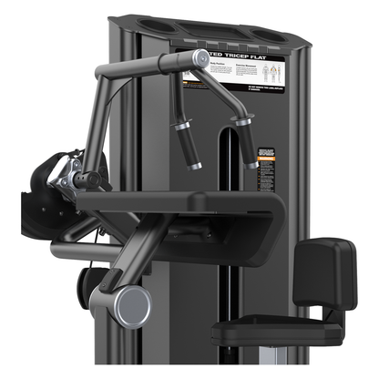 DHZ U2027 Seated Triceps Flat Detailansicht von Armauflage, Griffen und Mechanik