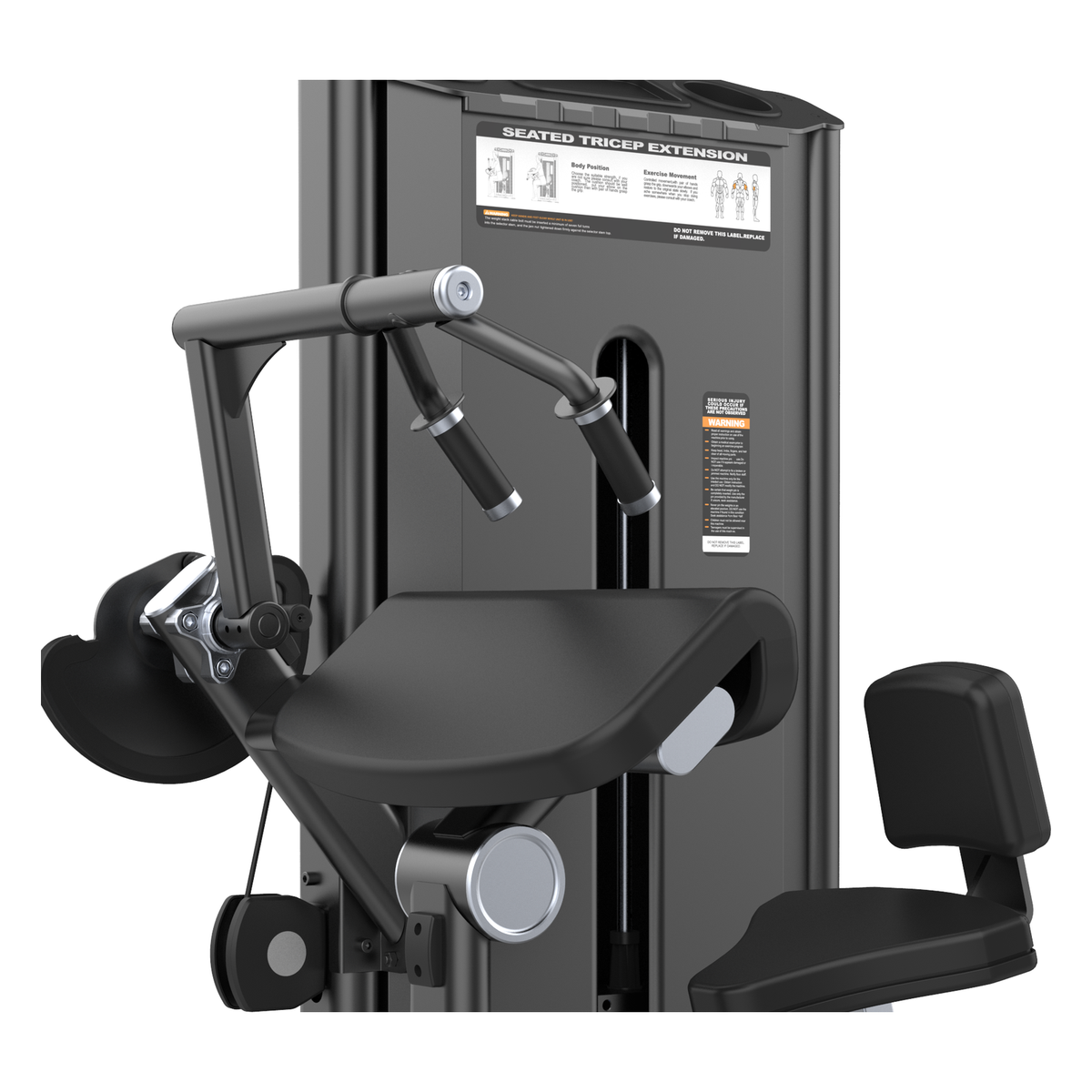 DHZ U2028 Triceps Extension Detailansicht von Armpolstern, Griffen und Mechanik