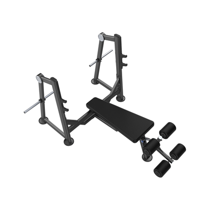 DHZ U2041 Olympic Decline Bench Draufsicht mit Negativpolster und Beinrollen