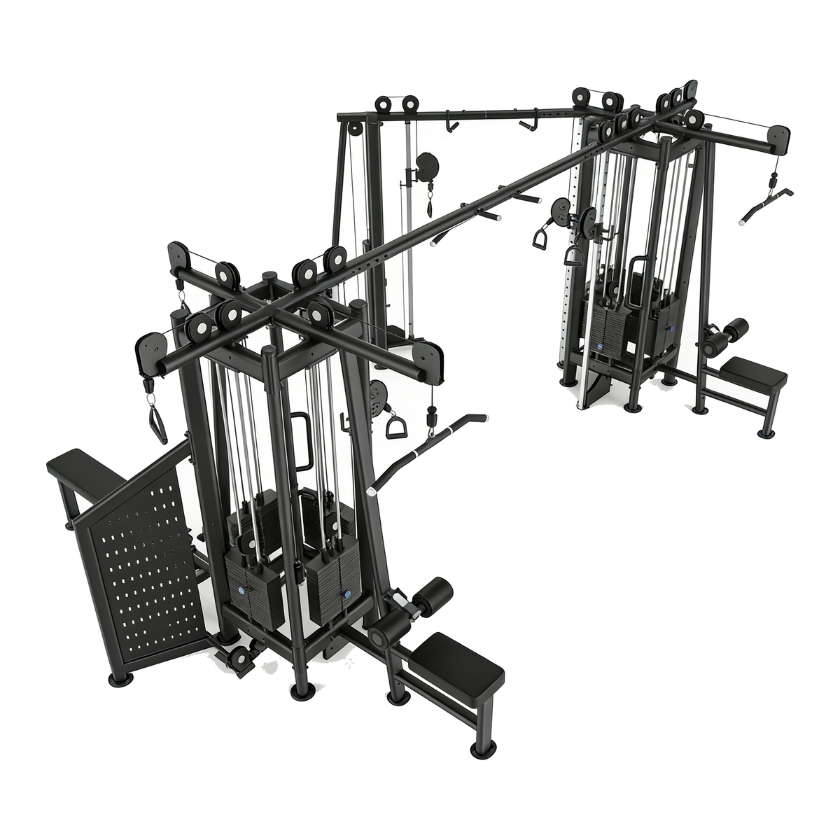 DHZ U2066PB 9 Station Cable Tower in Black Pearl und Black – Perspektivansicht auf weißem Hintergrund