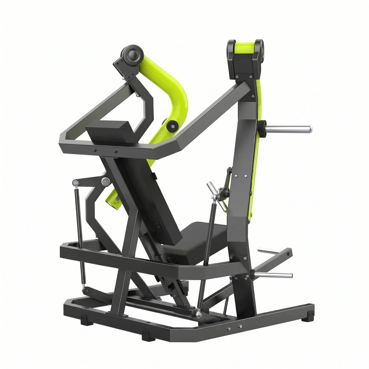 DHZ Y900 Y910L Decline-Brustpresse (Low Chest Press) mit Einstiegshilfe in Grün-Schwarz – Rückansicht