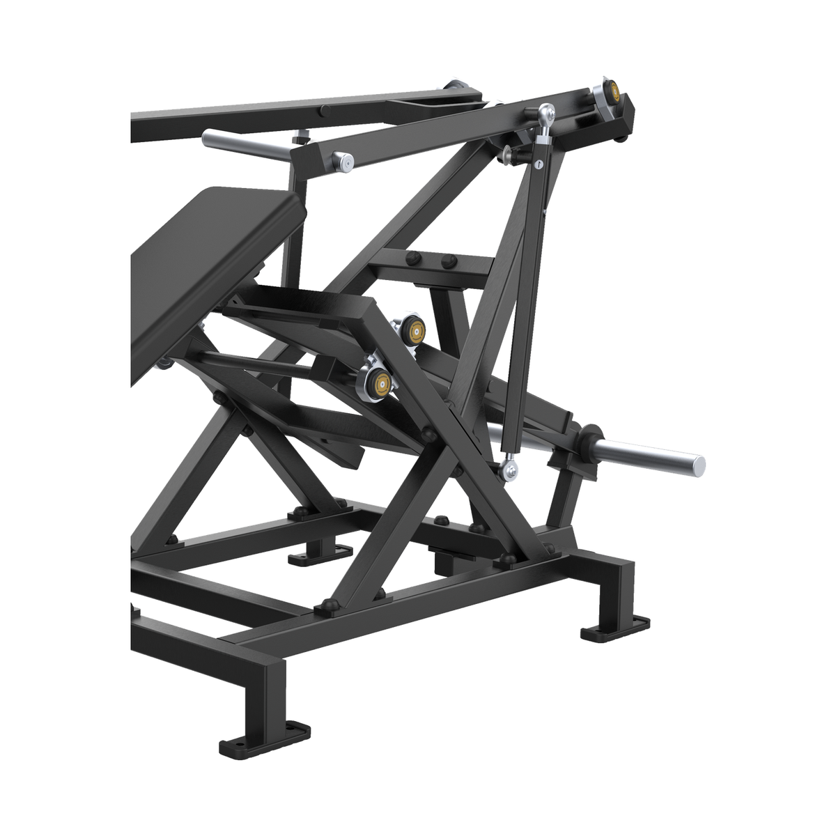 DHZ A702L FLEX Incline Chest Press Hebelmechanik und Scheibenaufnahme im Detail