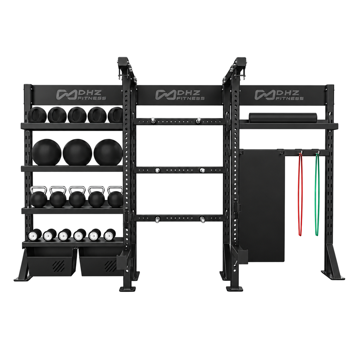 DHZ E6246 Crosstraining Storage Power Rack in Black Pearl und Piano Black – Frontansicht