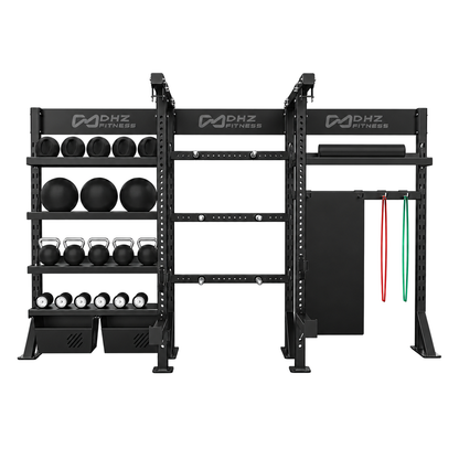 DHZ E6246 Crosstraining Storage Power Rack in Black Pearl und Piano Black – Frontansicht