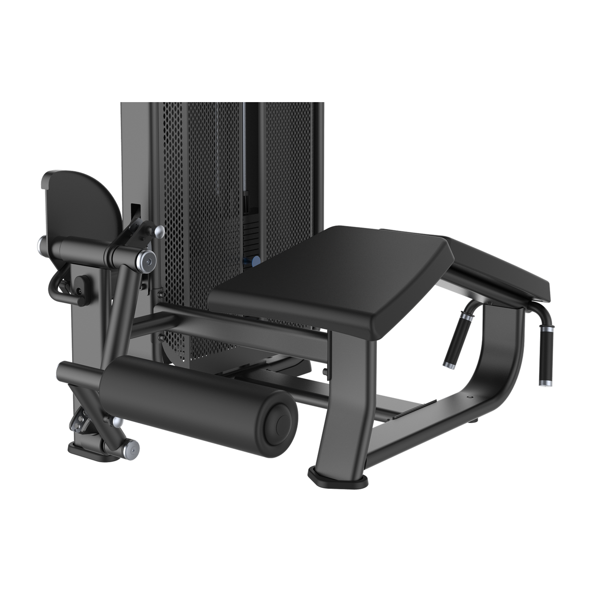 DHZ E7001 Prone Leg Curl Polster, Beinrolle und Griffe im Detail