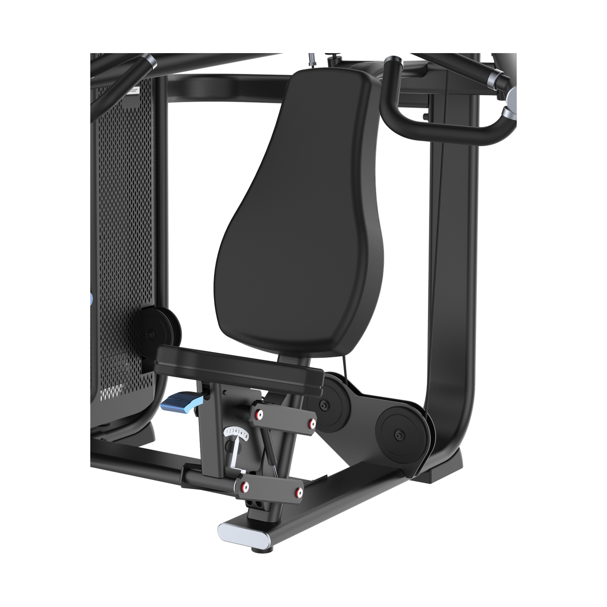 DHZ E7006 Shoulder Press Rückenlehne, Sitz und Verstellung im Detail