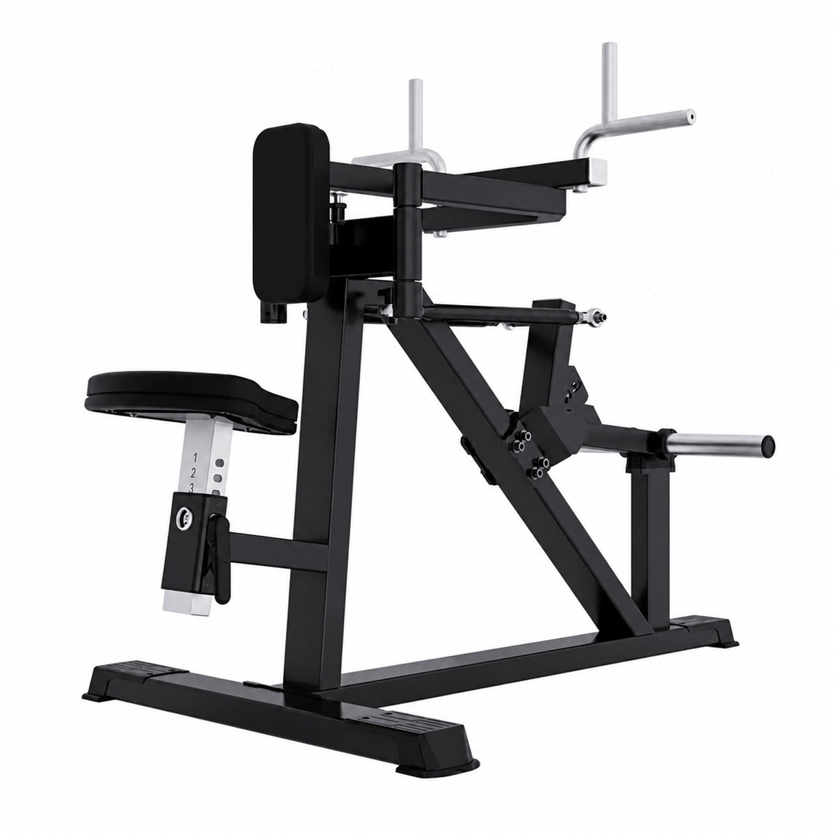 DHZ A618 Seated Deltoid Fly Plate-Loaded Reverse Fly Maschine – Rückansicht des professionellen Kraftgeräts – Fitnessstudio, Krafttraining und kommerzieller Studioeinsatz