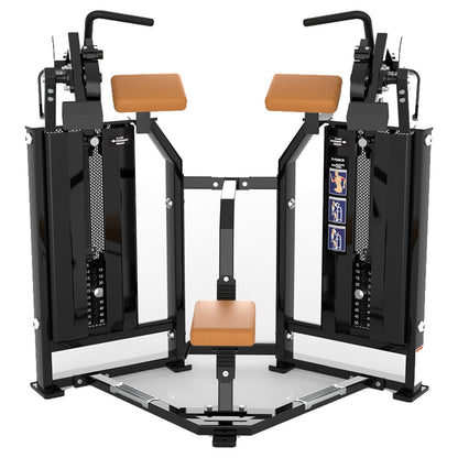 DHZ D-FORCE PM2037 Biceps Curl – Dual Weight Stack Bizepsmaschine – Detailansicht der professionellen Polsterung mit brauner Polsterung – Ansicht 3