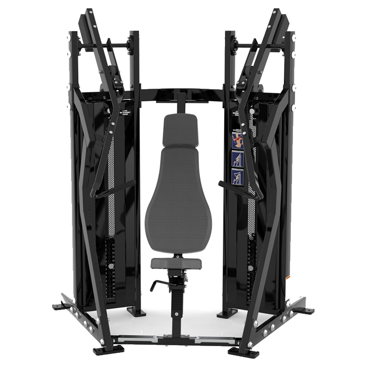 DHZ D-Force PM2038 Chest Press – Dual Weight Stack Brustpresse – schwarze Polster, Produktansicht 03