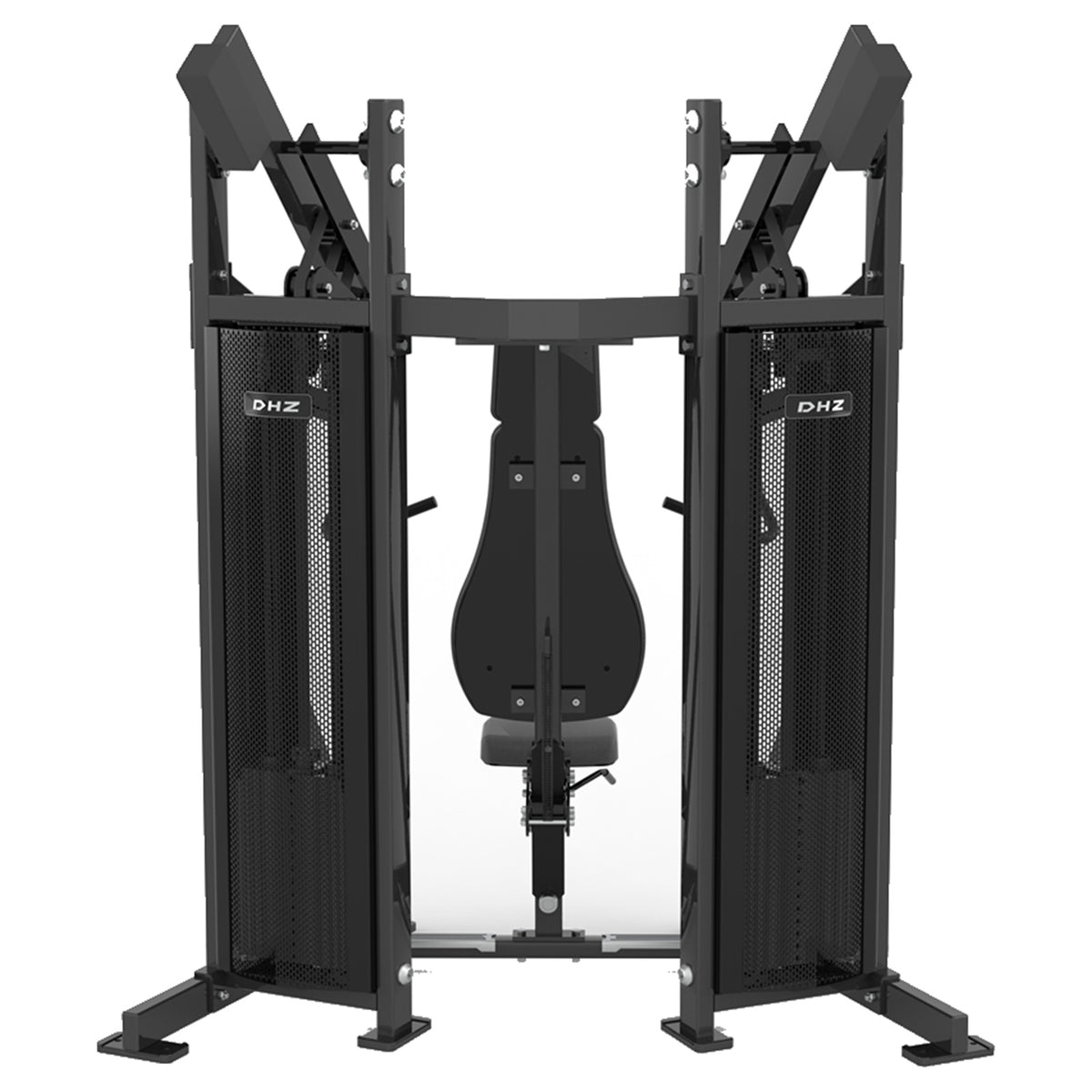 DHZ D-FORCE PM2040 Incline Chest Press – Dual Weight Stack Schrägbank-Brustpresse – schwarze Polster, Produktansicht 03