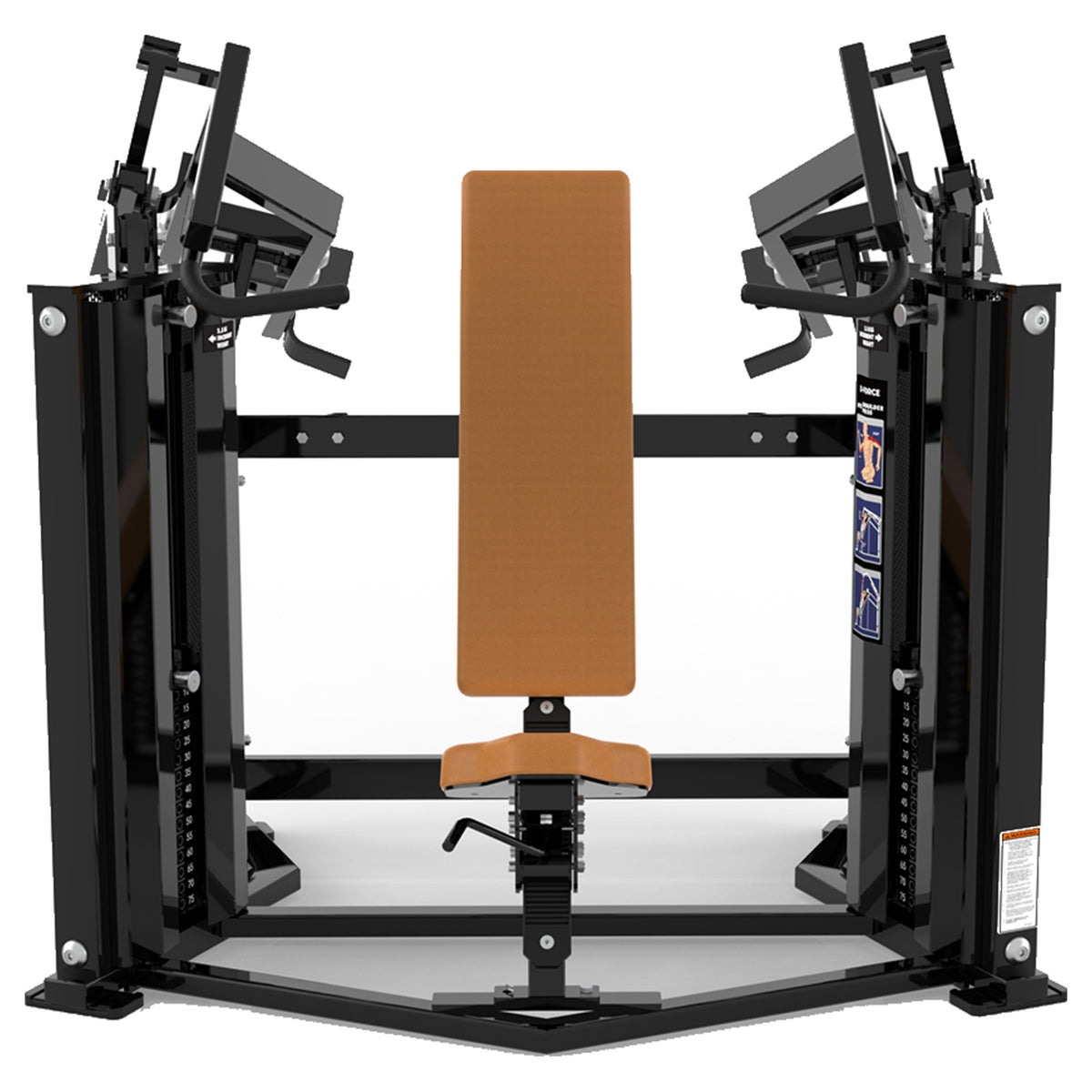 DHZ D-FORCE PM2041 Shoulder Press – Dual Weight Stack Schulterpresse – braune Polster, Produktansicht 03