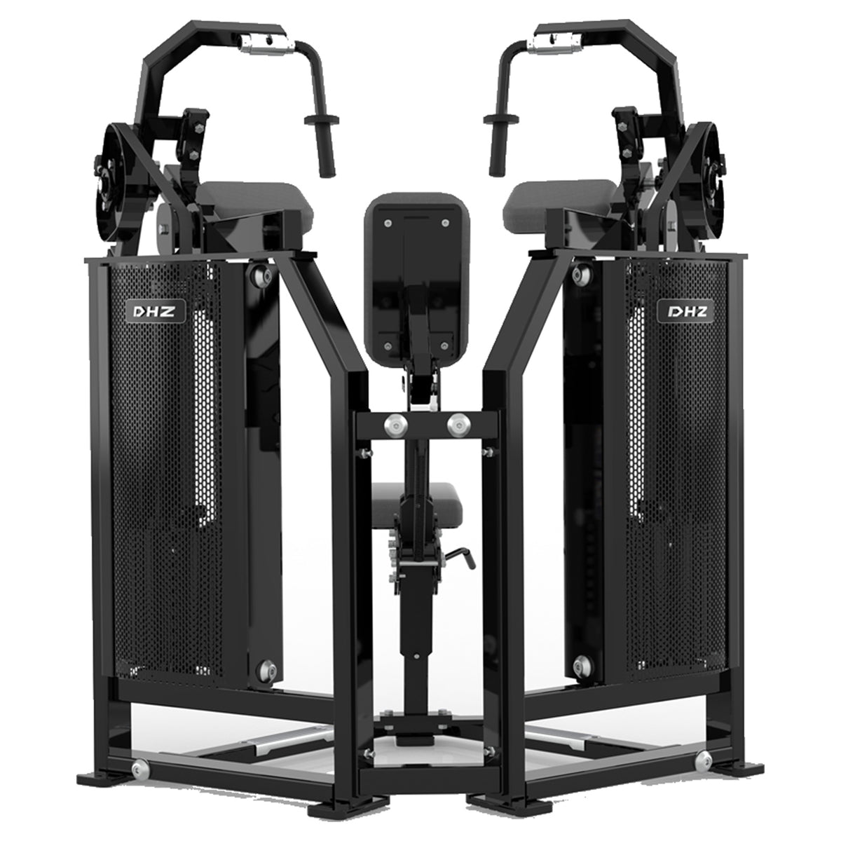 DHZ D-FORCE PM2043 Triceps Extension – Dual Weight Stack Trizepsmaschine – schwarze Polster, Produktansicht 03