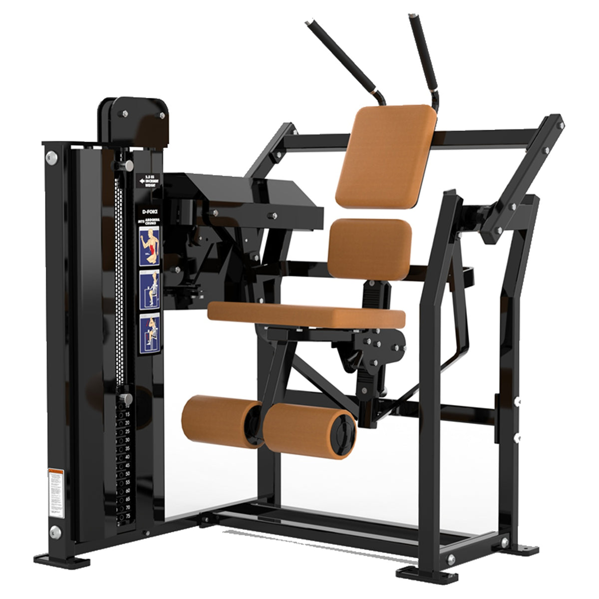 DHZ D-FORCE PM2046 Abdominal Crunch – Dual Weight Stack Bauchmaschine – braune Polster, Produktansicht 03