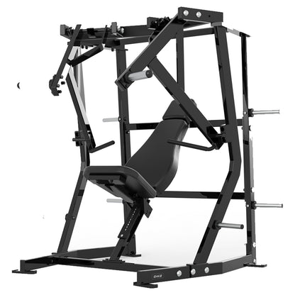 DHZ P-FORCE PM2003 Iso-Lateral Decline Chest Press – Plate Loaded Iso-Laterale Decline-Brustpresse – schwarze Polster, Produktansicht 03