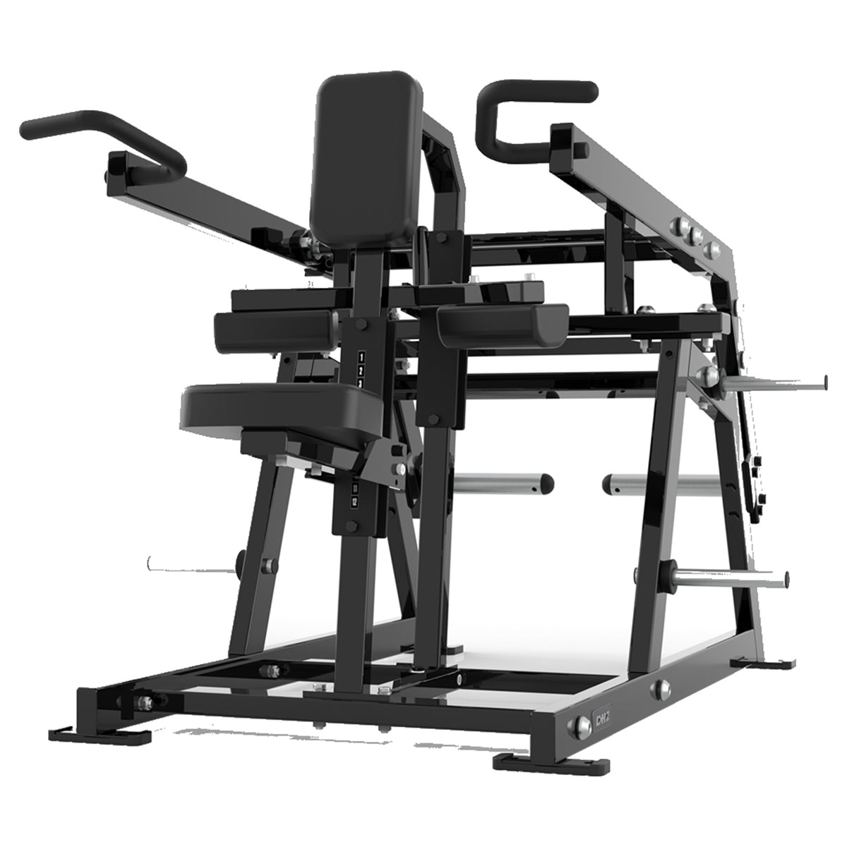 DHZ P-FORCE PM2018 Seated Dip – Plate Loaded Sitzende Dip-Maschine – schwarze Polster, Produktansicht 03