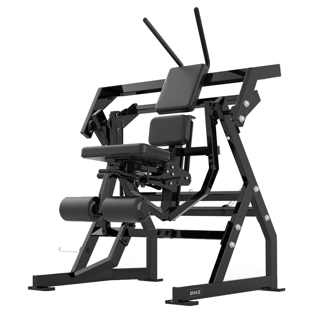DHZ P-FORCE PM2035 Abdominal Oblique Crunch – Plate Loaded Bauch- und Rotationsmaschine – schwarze Polster, Produktansicht 03