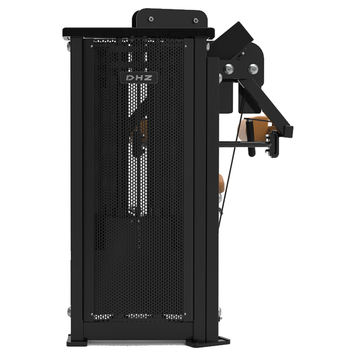 DHZ S-FORCE SM5005 Lateral Raise – Gewichtsblock Seitheben-Maschine – braune Polster, Produktansicht 03