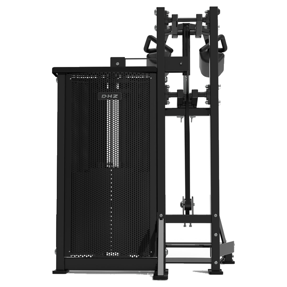 DHZ S-FORCE SM5010 Standing Calf – Gewichtsblock Stehende Wadenmaschine – schwarze Polster, Produktansicht 03
