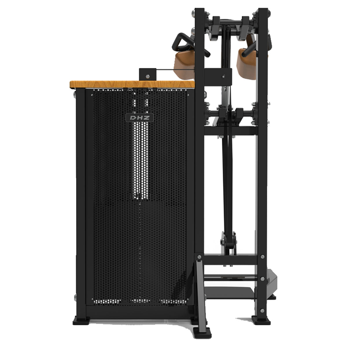DHZ S-FORCE SM5010 Standing Calf – Gewichtsblock Stehende Wadenmaschine – braune Polster, Produktansicht 03