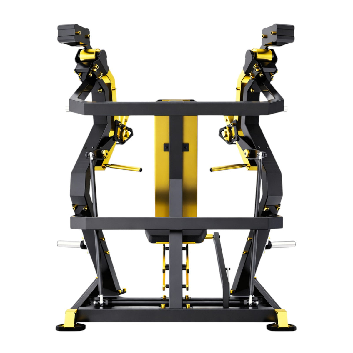 DHZ TITAN Mechanix Y905ZAG Chest Press - Plate Loaded Brustpresse – chest press schwarz gold rueckansicht